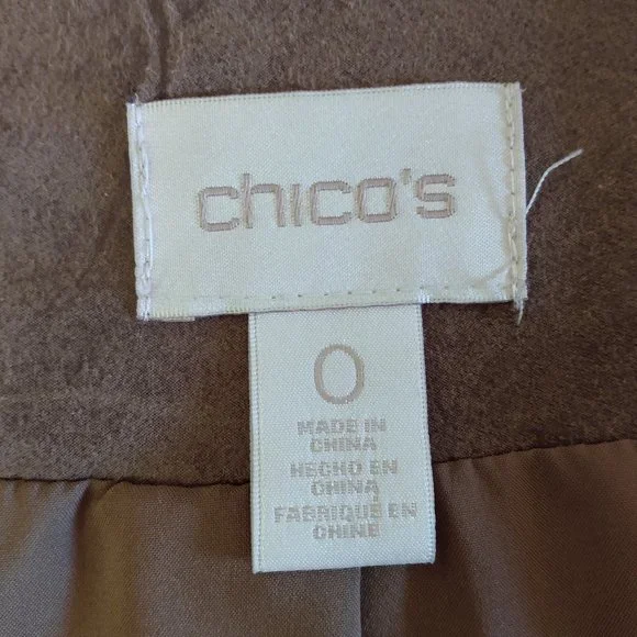 Chicos Jacket Women Size 0/S/4 Brown Faux Suede Fringe Boho Western Festival - Picture 3 of 15